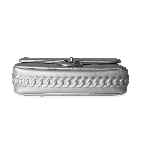 Chanel Silver Embossed Precious Symbols Single Flap Bag - Picture 5 of 8